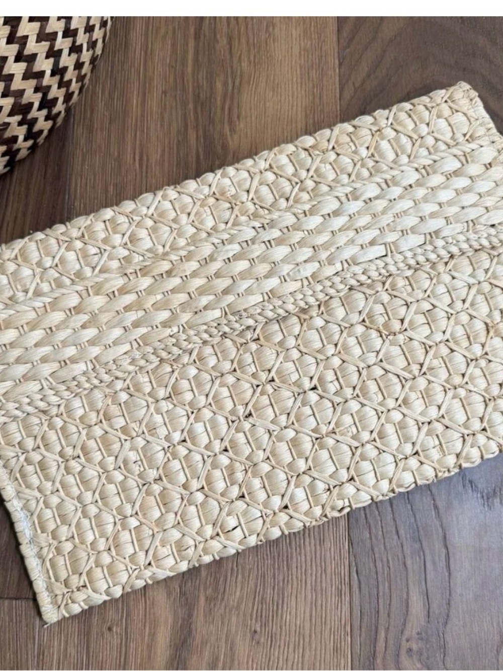Vintage 60s Raffia Envelope Clutch Large 15” x 9.5